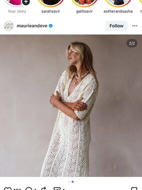 Maurie + Eve Cream Crochet Maxi Dress
